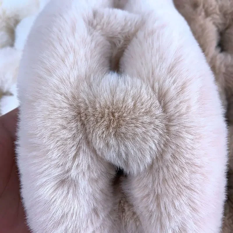 Bufanda gruesa y cálida de felpa de conejo de piel para otoño e invierno, nueva moda, Color sólido, bola de piel cruzada, accesorios de ropa para estudiantes y niños