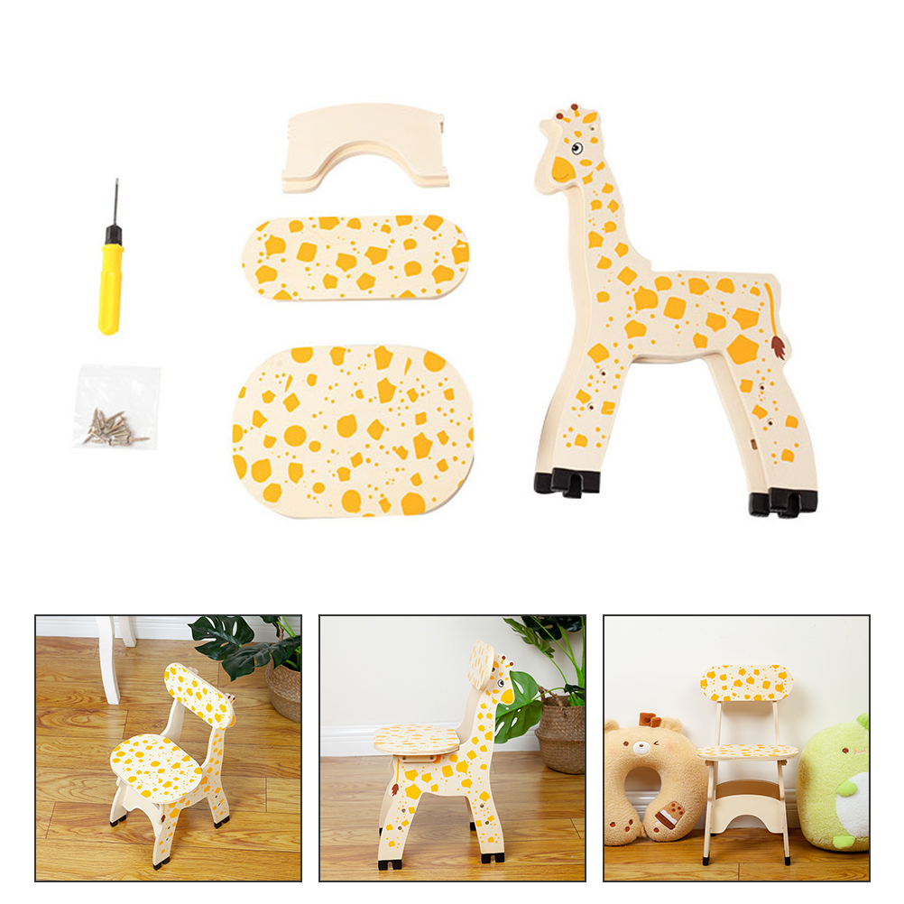 Sedia giraffa in legno Mobili per bambini Sgabello Sedile per bambini Strumento Sedia con schienale per bambini Sedile per addestramento del bambino Prima infanzia