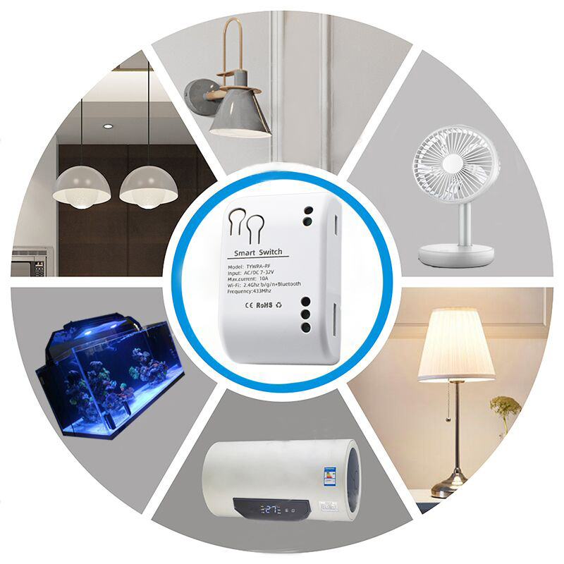 1CH RF Smart Switch 12V 24V 220V AC DC WIFI Ewelink Remote Control Garage Door Opener Switch 10A Relay Self-locking inching