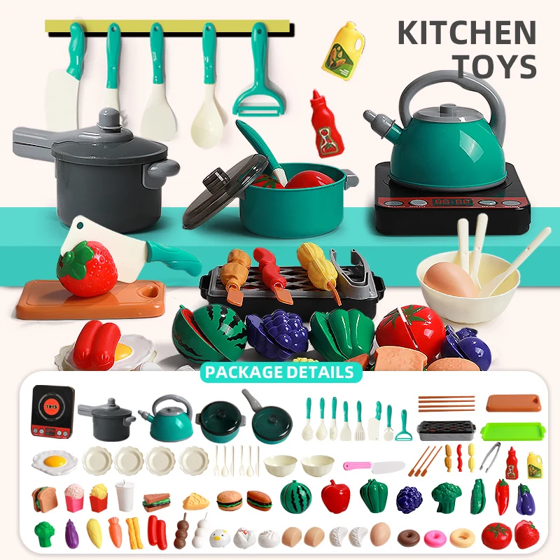Kinderküchenspielzeugset – Rollenspiel mit Kochtöpfen, Öfen und anderen Speisespielzeugen – für Jungen und Mädchen im Alter von 3–6 Jahren!