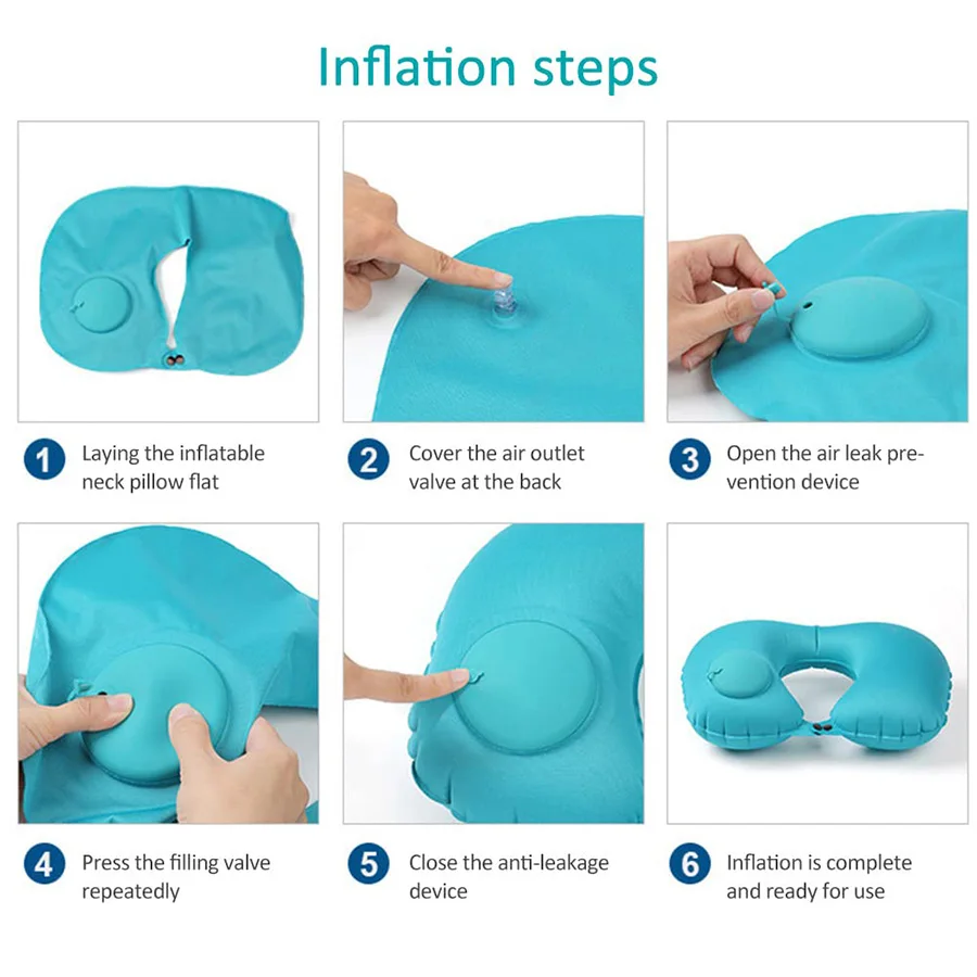 1 PC U-Shaped Auto-พองคอหมอนรถบ้านใช้หมอนท่องเที่ยวแบบพกพาสบาย Flocking พื้นผิวหมอนของขวัญ