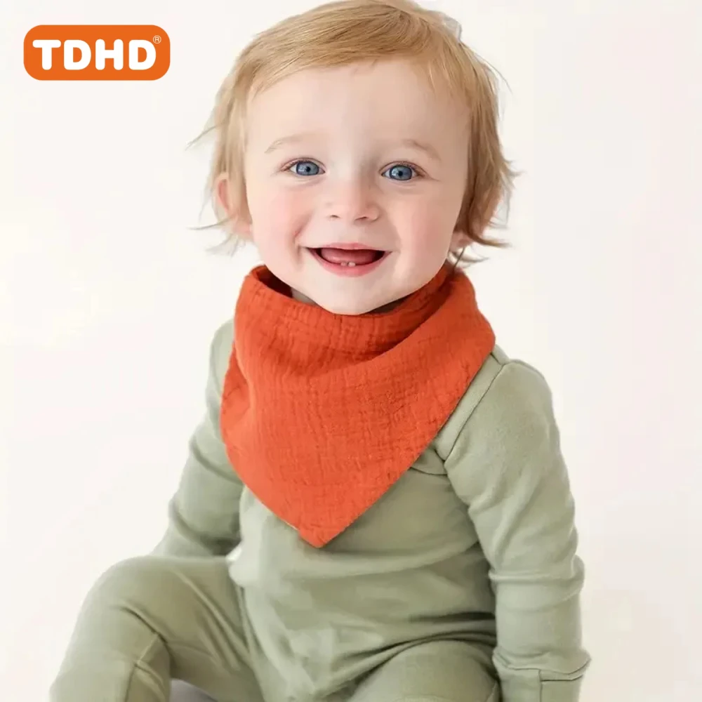 Babadores para bebês tdhd, 7 peças, macios, absorventes, babadores e comendo com fecho de botão, cores misturadas, ideais para bebês e crianças pequenas, |   Sólido