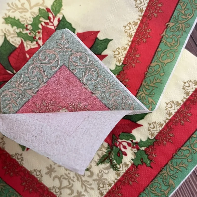 Servilletas navideñas de 2 capas y 33cm, servilletas de papel con estampado de flores navideñas rojas, manteles individuales desechables, servilletas estampadas coloridas, 10/20 piezas