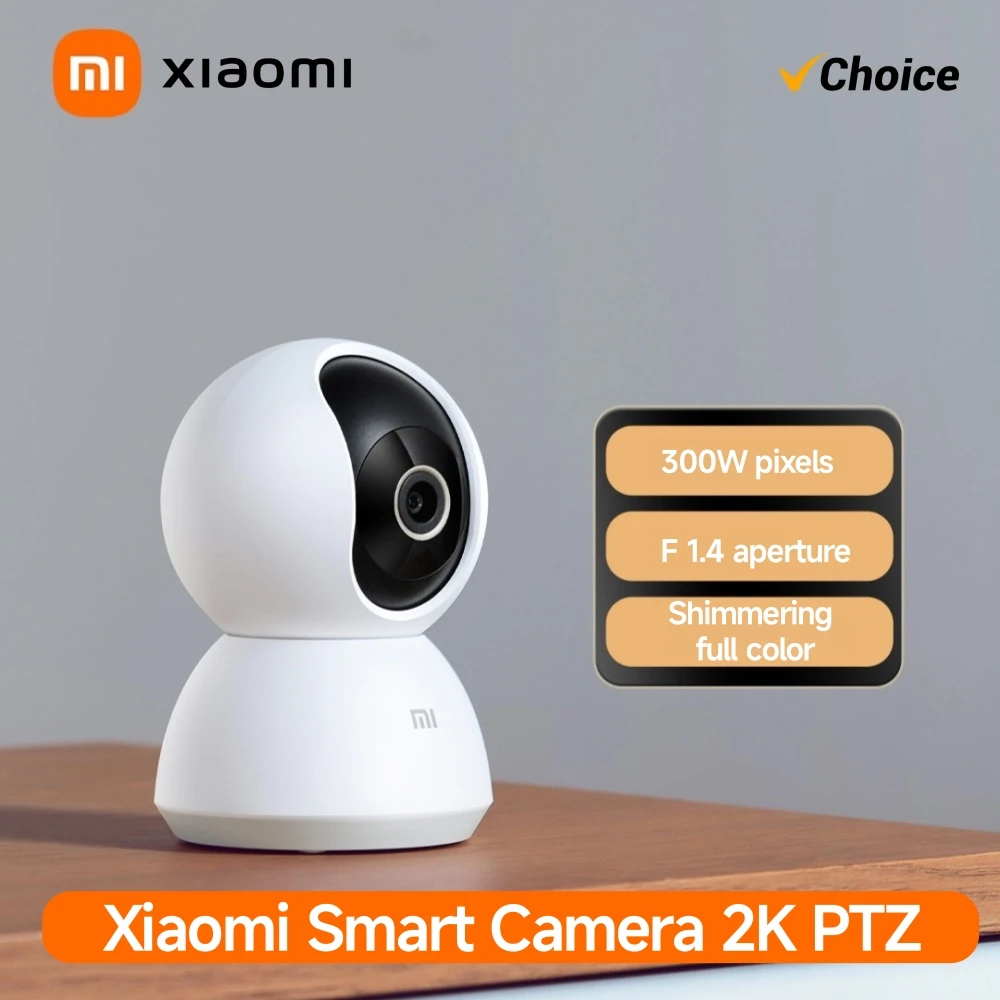 Hogar Inteligente Xiaomi 360 °   Cámara de seguridad Mi PTZ 2K Webcam 1296P 3 megapíxeles AI detección humana visión nocturna Webcam funciona con Miji