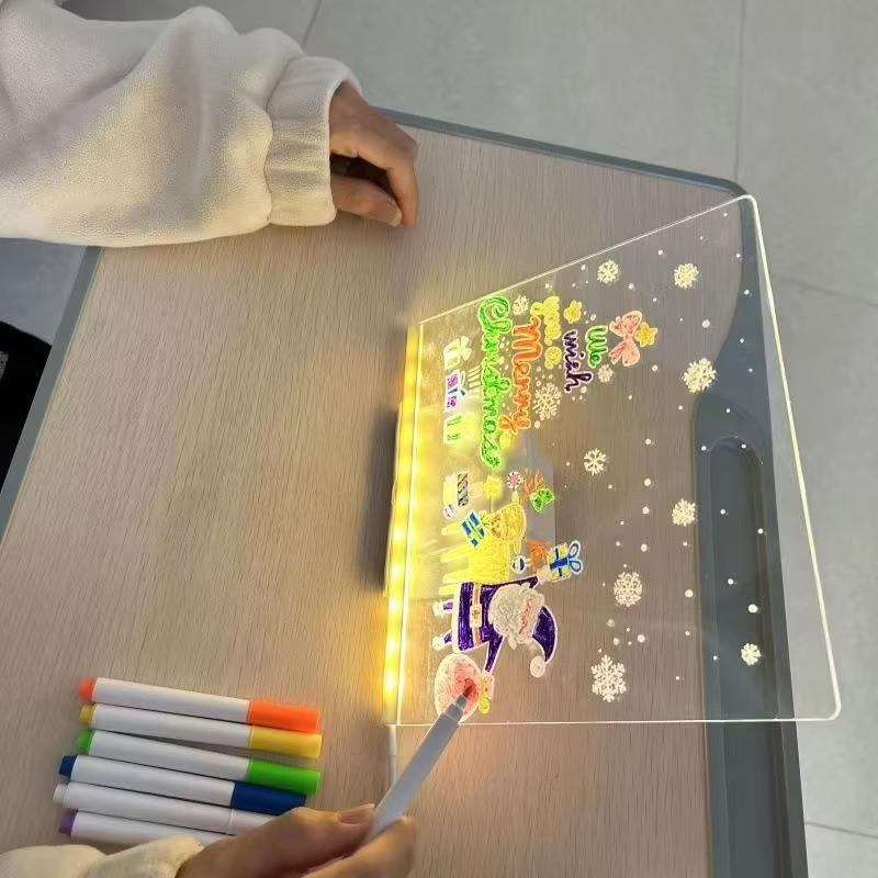 Magic Glow Kids Drawing Board: Reusable LCD Tablet, Erasable Light-Up Doodle Pad for Ages 3-6+ | Fun Educational Toy Menu Board