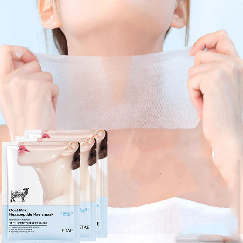 Ziegenmilch Sechs Peptide Halsmaske Kollagen Straffende Hals Hautpflege Maske Schönheit Feuchtigkeitsspendende Lift Straffende Hals Hautpflege Maske 5PCS