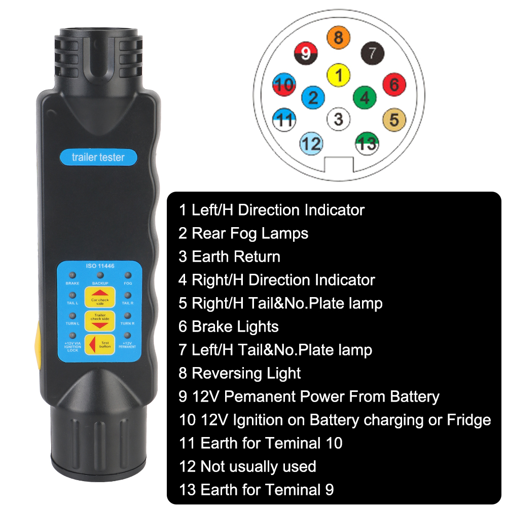 7pin 13Pin アダプタソケット 12V トレーラーテスター配線回路ライトテスト車のテールライトウインカー照明診断ツール