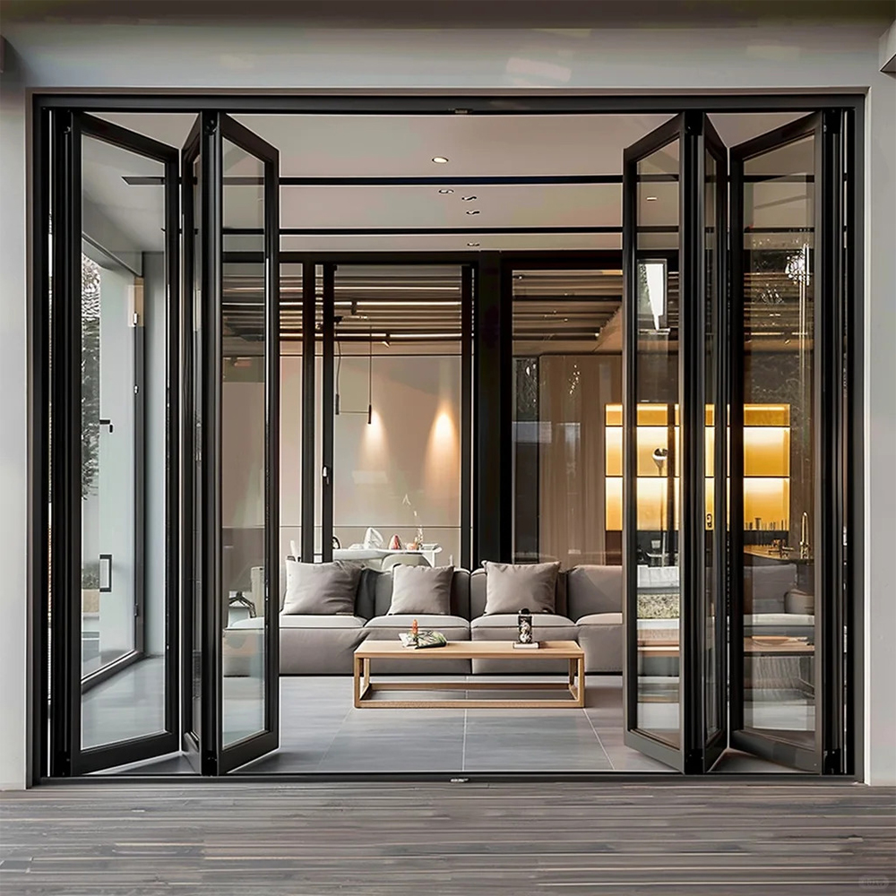 Sixinalu Accordion Front Doors Folding Exterior Interior Aluminum Sliding Double Glass Garden Door Home Decor Custom Panel