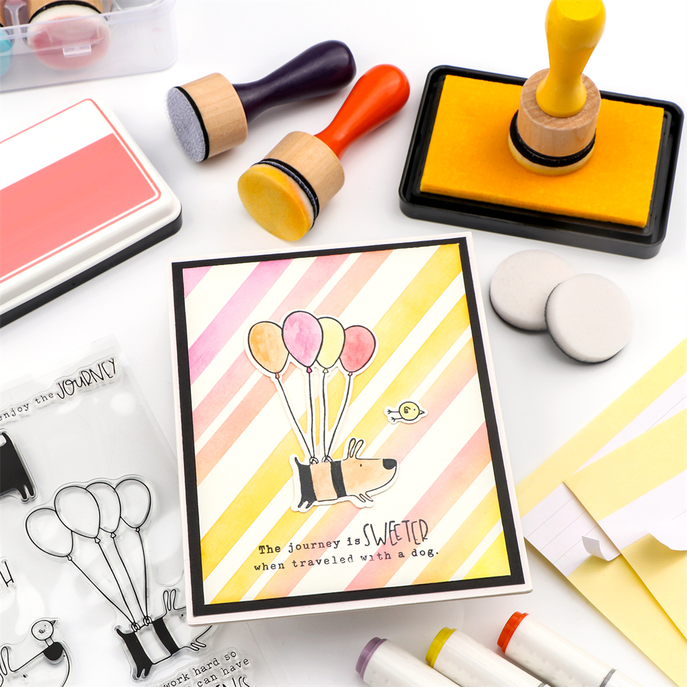 Bundel alat pencampuran tinta Mini pelangi dengan Set busa aplikator untuk DIY alat pembuat latar belakang kartu kerajinan buku tempel