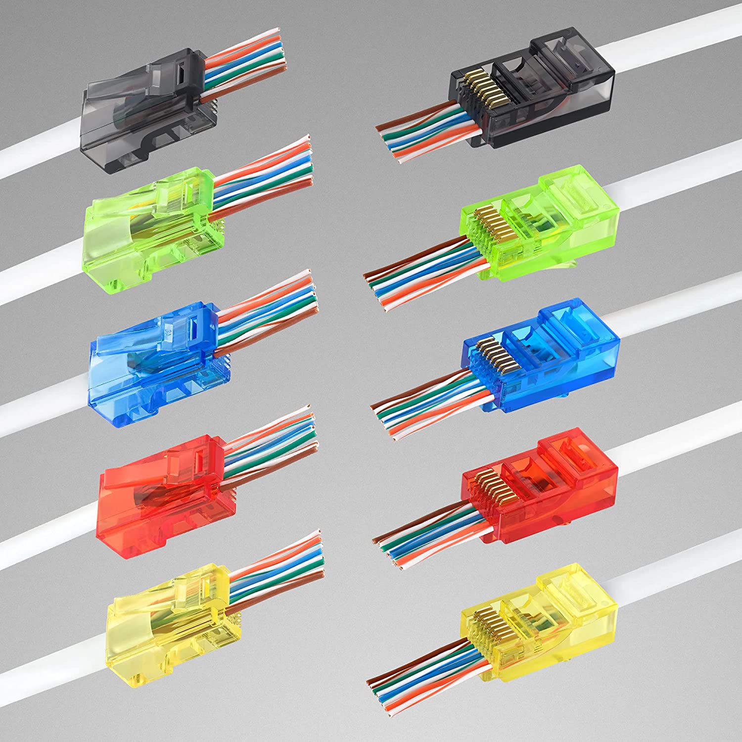 ZoeRax RJ45 Cat6 Đi Qua Các Cổng Kết Nối, Các Loại Màu Sắc EZ Để Lọn Uốn Modular Cắm Cho Rắn Hoặc Dây Cáp Mạng UTP