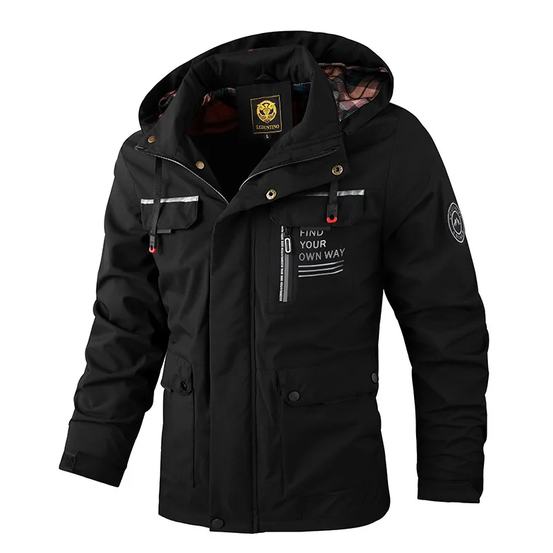 Chaquetas cortavientos informales a la moda para hombre, chaqueta con capucha para hombre, abrigo de invierno de concha suave impermeable para exteriores, ropa cálida de lana gruesa