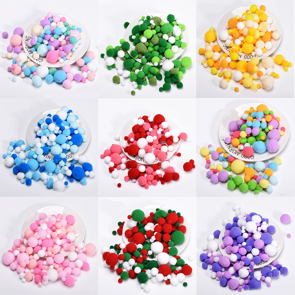 10mm bis 30mm gemischte Größe Pompon Fell füllen in Puppe aus Tasche weiche Pom Poms Bälle für Kind DIY kreative Handwerk Hochzeit Näh zubehör