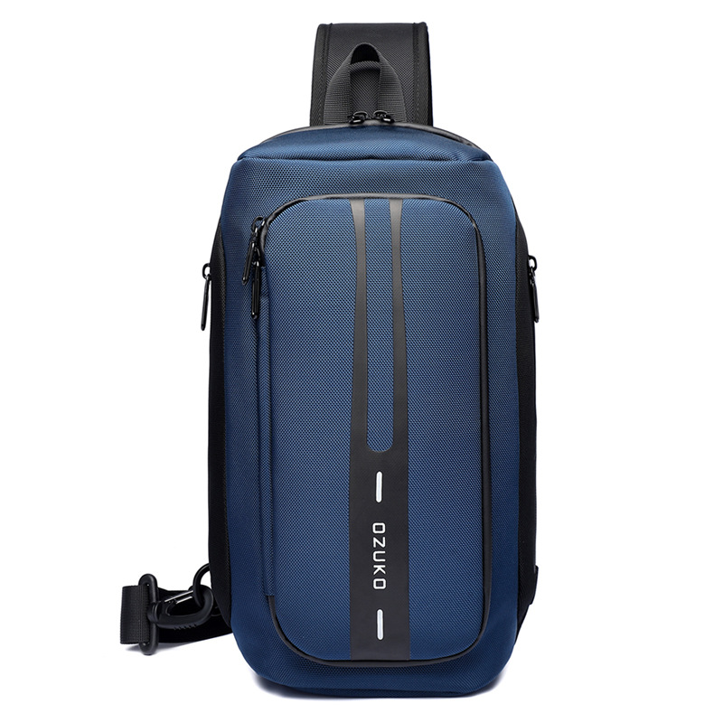OZUKO Casual USB Sling Bag carregamento para homens, multifunções Crossbody Bag, sacos anti-roubo de ombro Messenger, saco impermeável masculino