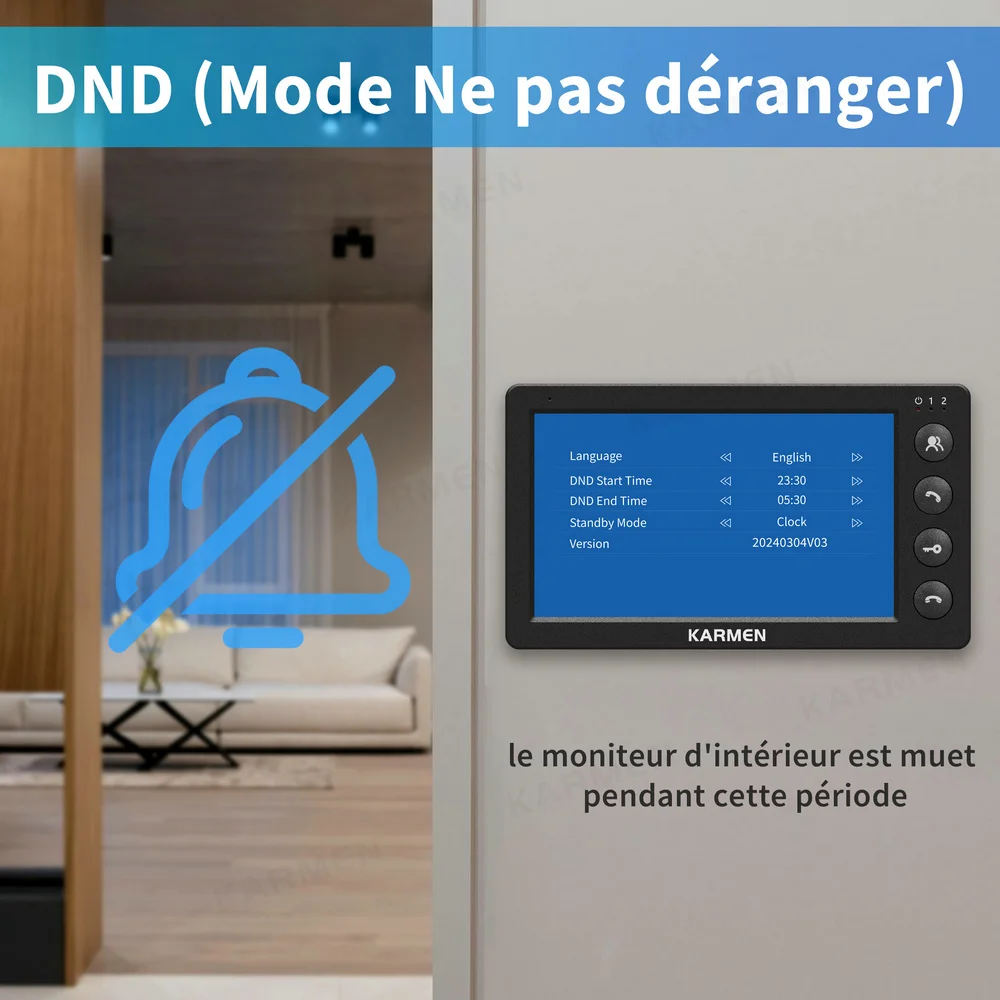Karmen-Sonnette vidéo pour la maison, moniteur d'interphone filaire 7 pouces, x1, étanche, porte téléphone, caméra x1, prise en charge du système de déverrouillage