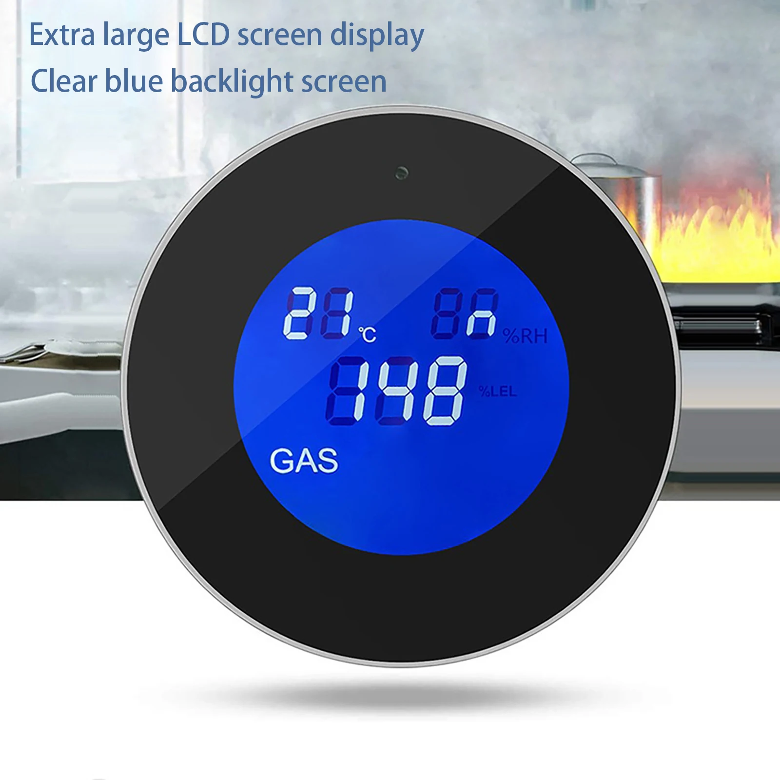 TuyaWiFi Smart Wireless Home Gas Detector with LED Screen Display Gas Leak Alarm