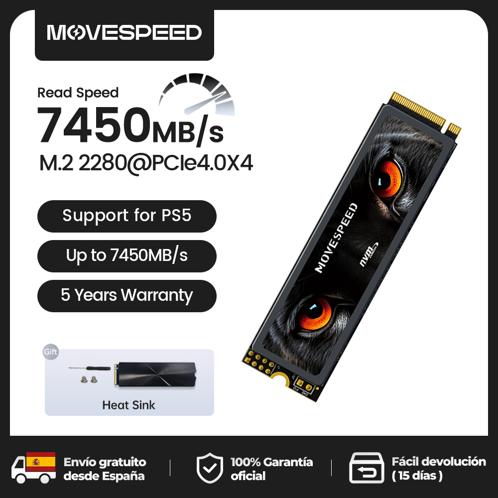 MOVESPEED 7450 MB/s SSD NVMe M.2 2280 4 TB 2 TB 1 TB interne Solid-State-Festplatte M2 PCIe 4.0x4 2280 SSD-Laufwerk für PS5 Laptop PC