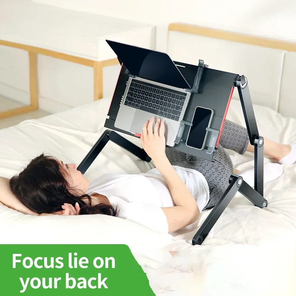 Mesa de computador portátil dobrável com altura ajustável para dormir na cama, jogos, estudo e leitura, suporte de mesa para laptop, bancada de trabalho preguiçosa