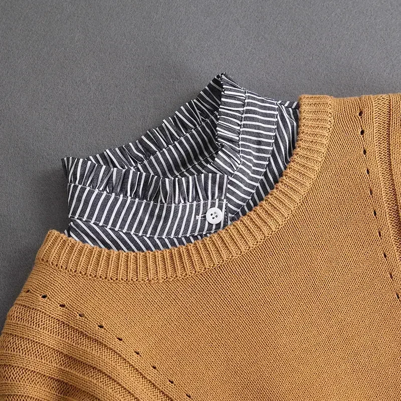 Neue Frauen Weiß Spitze Gefälschte Kragen Vintage Hemd Abnehmbarer Kragen Vorne Krawatte Männer Revers Bluse Top Pullover Baumwolle Falsche Kragen