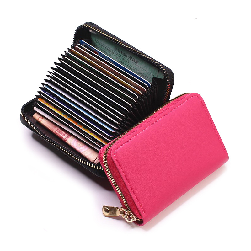 New card holder coin purse women's compact large capacity multi-card slot card holder ultra-thin simple pure color men's driv...