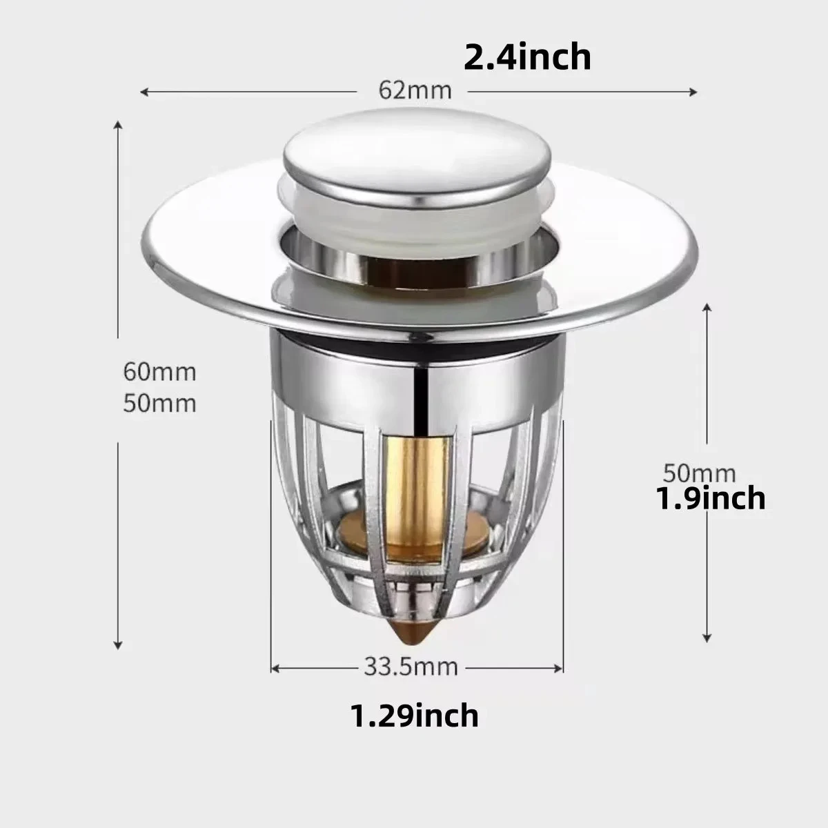 Universal Rebound Abflussstopfen Filter Becken Pop-up Chrom Waschbecken Filter mit Haarfänger Badezimmer Waschbecken Abflussstopfen Einfacher Push-Typ