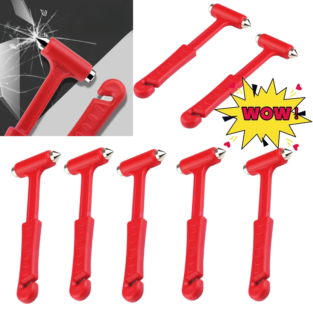 Martillo para romper ventanas de automóviles, autobuses, camiones, Escape de emergencia, martillo de seguridad, rompecristales, herramientas de corte para cinturón de seguridad, 2024