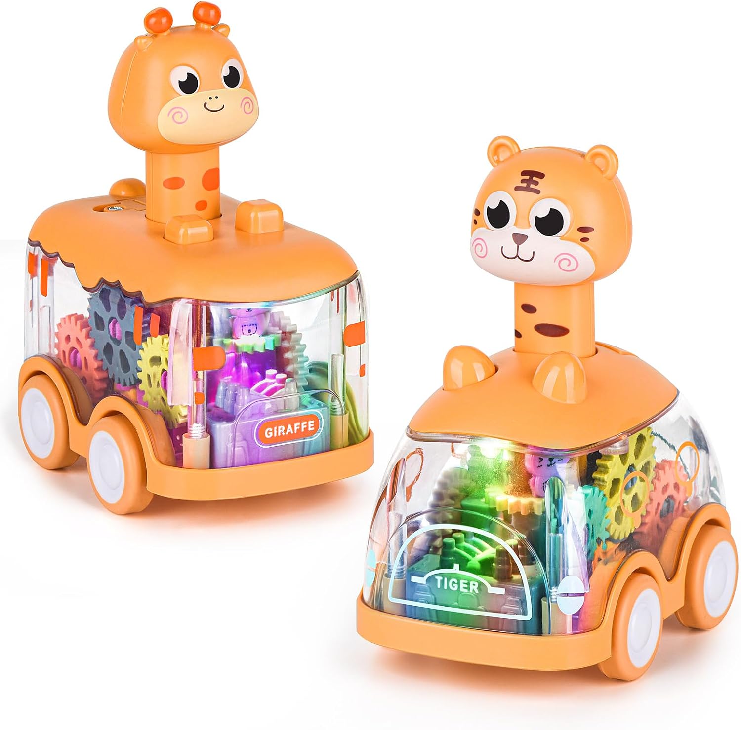 Carro de animais do bebê brinquedos da criança imprensa e ir carros puxar para trás carro iluminar brinquedos carros de corda para crianças 1 2 anos de idade menino presentes de aniversário
