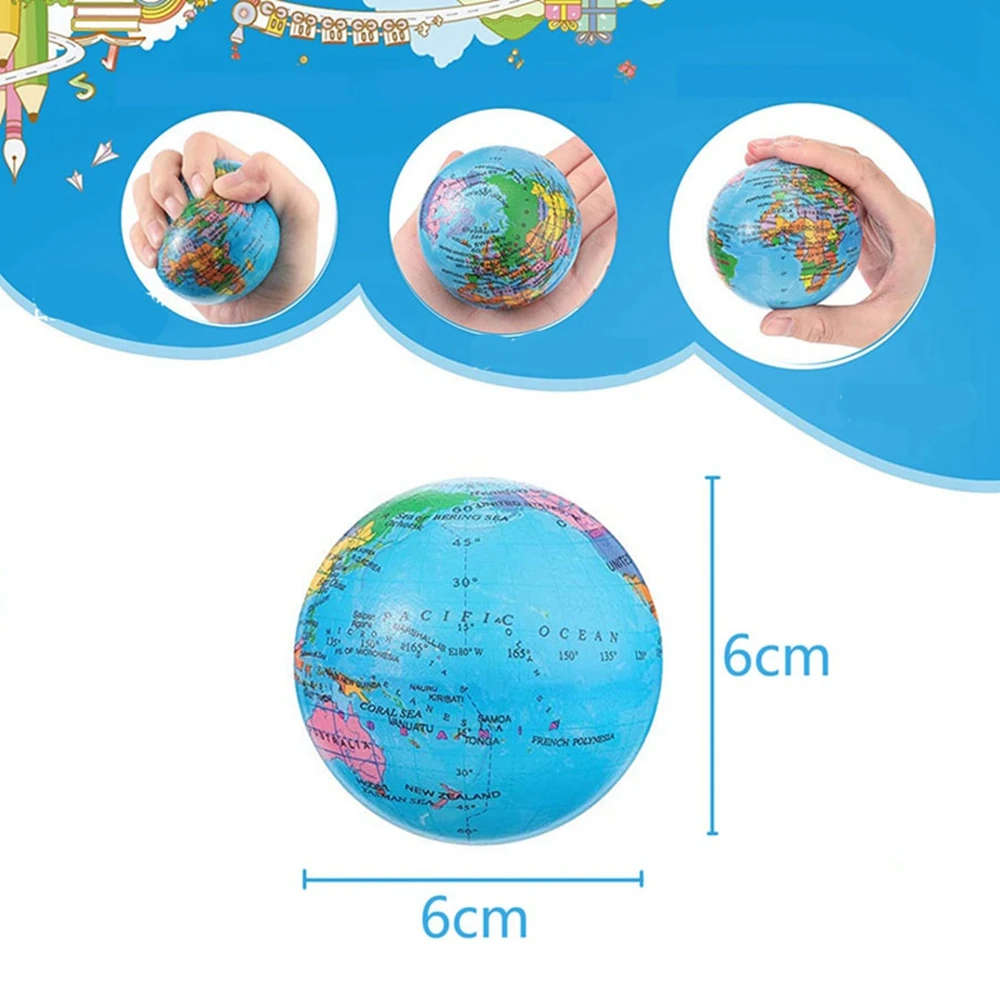 5/18PCS Globe Squeeze Balls 2.3 นิ้วWorld Earthเบสบอลบาสเกตบอลฟุตบอลเทนนิสความเครียดบรรเทาลูกบอลโฟมของเล่นparty ...