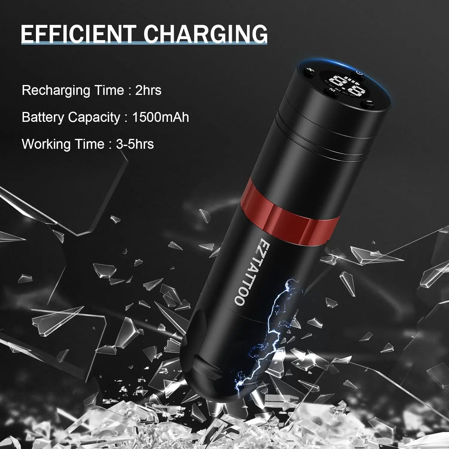 EZ – Machine à tatouer à cartouche sans fil, stylo rotatif à batterie sans fil, bloc d'alimentation Portable, 1500mAh, affichage numérique LED, pistolet de tatouage