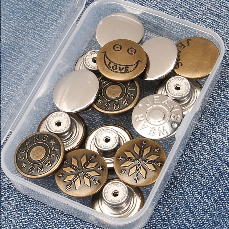 10 Uds. Botones de Metal Retro desmontables cierre a presión Pin para pantalones vaqueros botón retráctil hebillas sin costura ajuste reducir la cintura