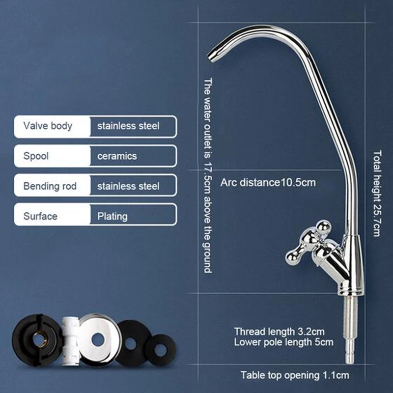 Grifo purificador de agua, grifo filtrado sin plomo que se adapta a unidades de ósmosis inversa o sistema de filtración de agua, grifo RO de cocina