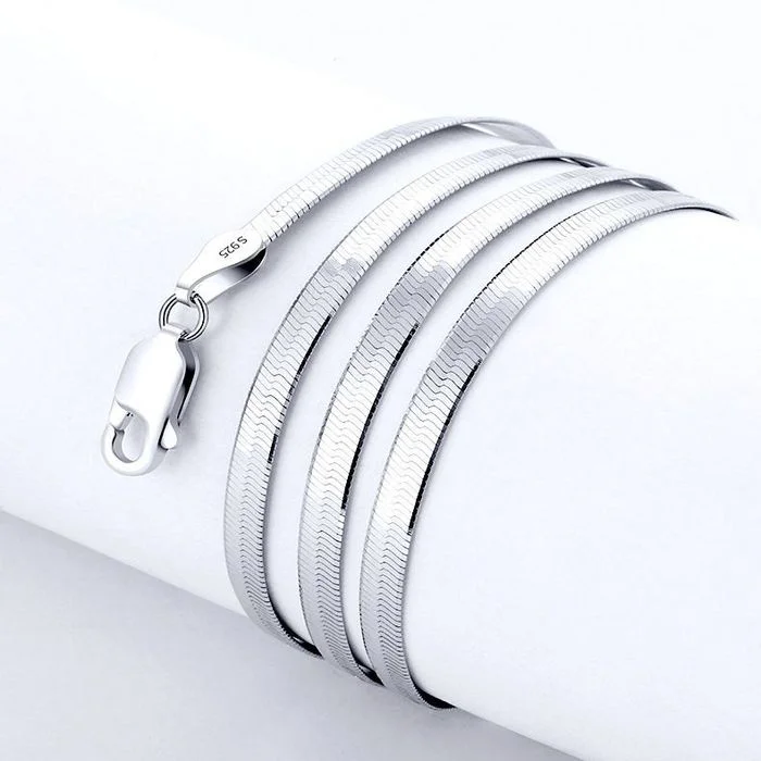 Chất Liệu Bạc 925 Mỹ 4MM Lưỡi Dao Dây Chuyền Vòng Cổ Dành Cho Nữ Cao Cấp DỰ TIỆC CƯỚI Trang Sức Dự Tiệc Ngày Lễ Quà Tặng