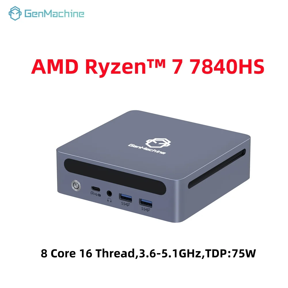 Genmachin AMD Ryzen7 7840HS Ryzen9 7940HS МИНИ-ПК Win11 DDR5 32 ГБ 6400 МГц ОЗУ M.2 2280 SSD WIFI6 BT5.2 Настольный ПК игровой компьютер