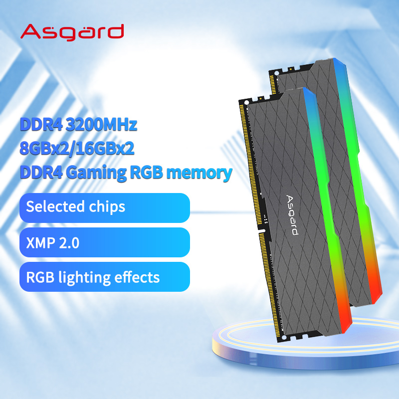 Asgard RGB DDR4 8GBx2 16GBx2 3200MHz 3600MHz Memoria Ram DDR4 RGB 1,35 V Memoria de escritorio de overclocking de doble canal para PC