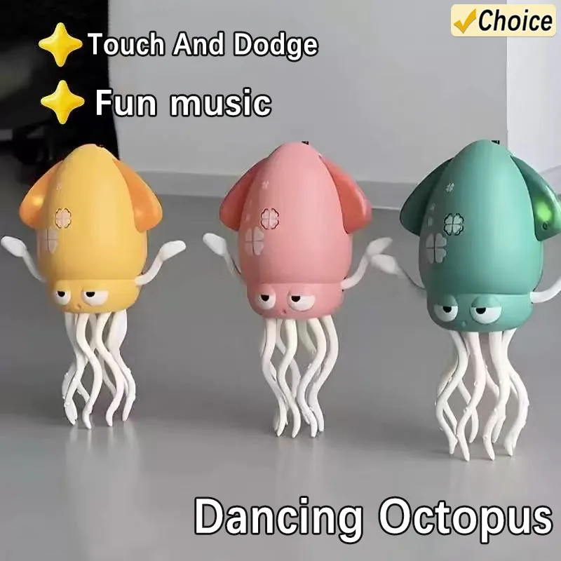 Brinquedo interativo de polvo de dança com música led lula elétrica automática evitar obstáculos rastejando sensor brinquedo para crianças