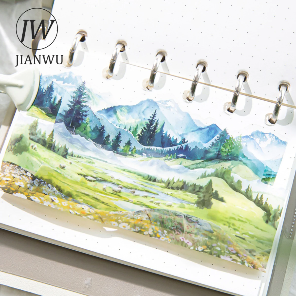 JIANWU 30mm*200cm 산과 바다 시리즈 빈티지 조경 콜라주 소재 PET 테이프 크리 에이 티브 DIY 저널 편지지