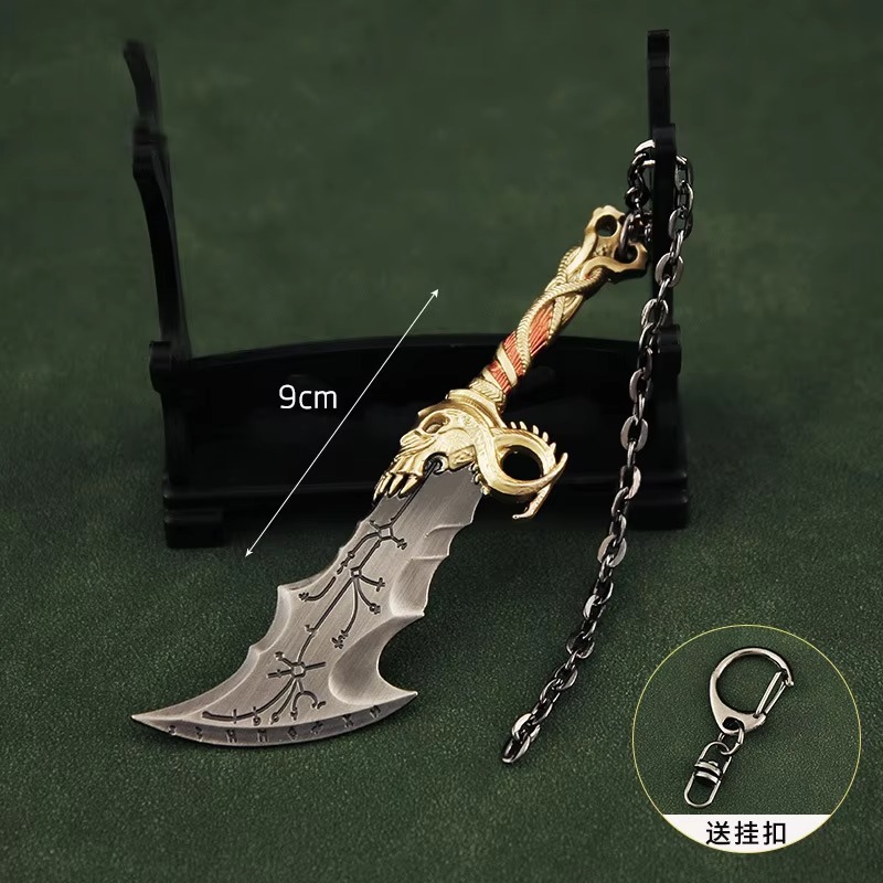Novo deus da guerra arma lâminas do caos kratos rune edição jogo periférico mini chaveiros modelo de metal pingente presentes de aniversário brinquedos