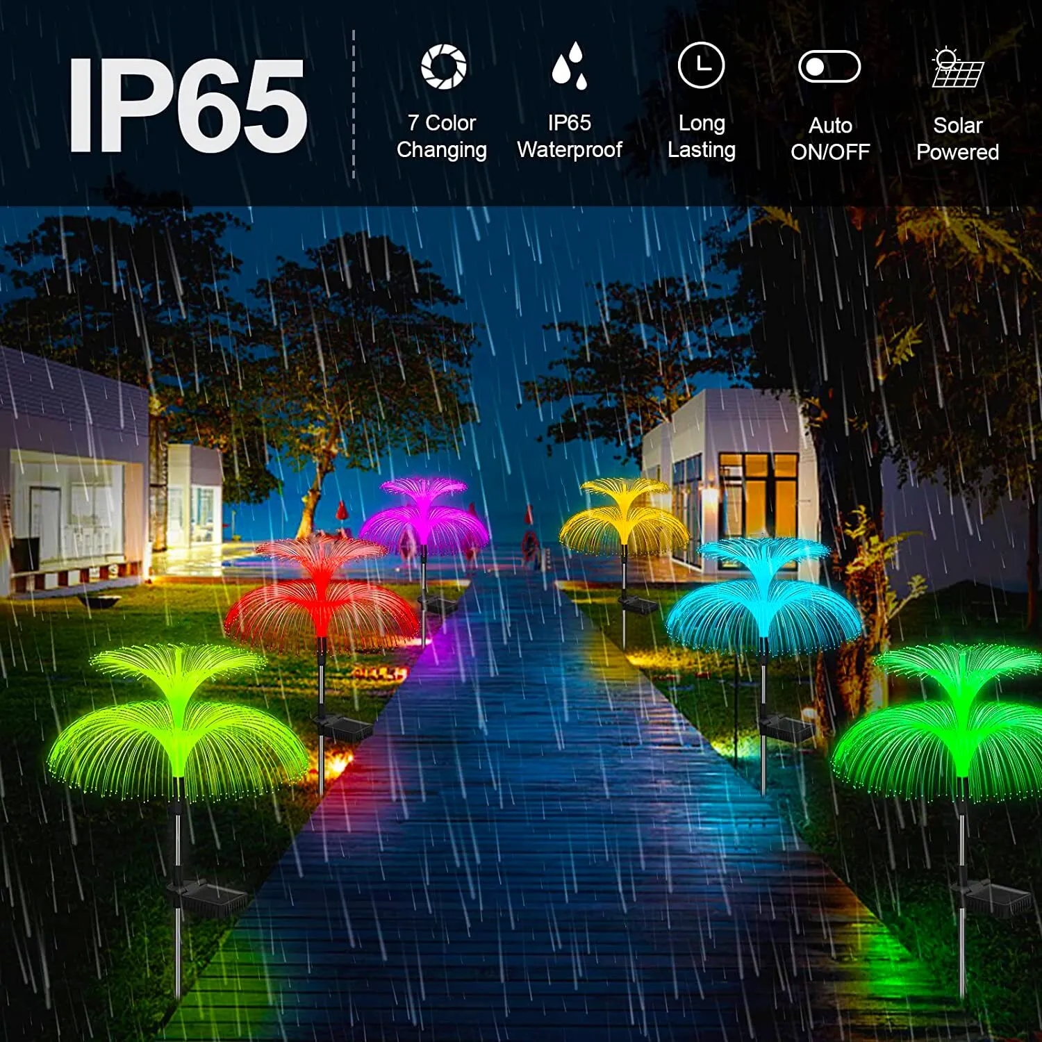 1-10 Uds. Lámpara Solar que cambia de 7 colores para exteriores, luces de medusas, iluminación impermeable para decoración de camino, césped y jardín