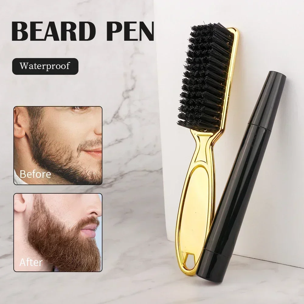 Baard Pen Filler Set Kapper Styling Potlood Met Borstel Natuurlijke Afwerking Bedekken Gezichtshaar Patches Tool Voor Mannen Cosmetische Styling