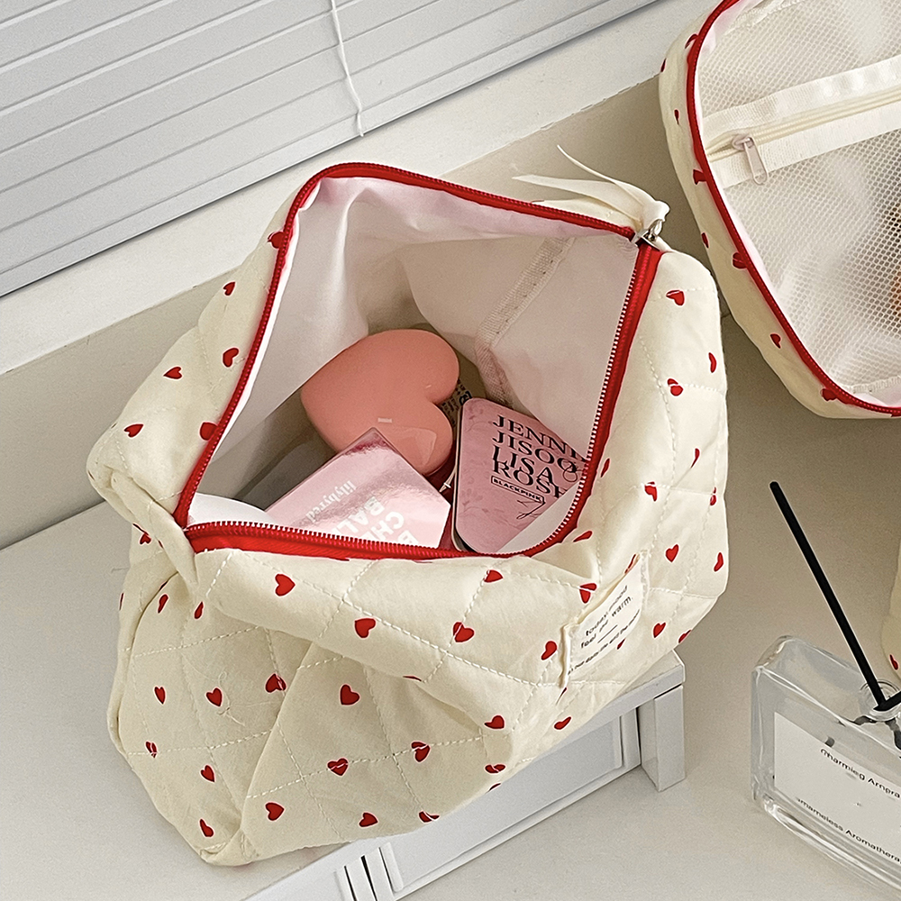 Mode Ins Hart Vrouwen Quilten Make-up Tas Grote Capaciteit Toilettas Cosmetische Opbergtas Handtas Dames Rits Make-up Tas