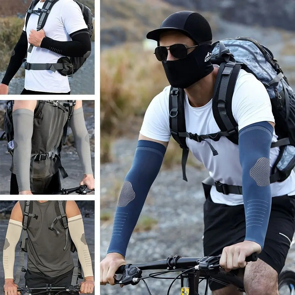 2 STUKS Ijs Zijde Zonnebrandcrème Mouwen heren Fietsen Sport Elastische Armbeschermers sneldrogend Zweetabsorberend Koelmouwen Cover