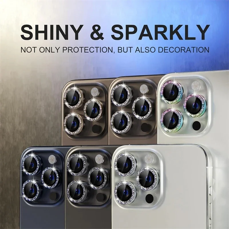 Camera Lens Protector For iPhone 17 Pro Max 17Air 17Pro 15 16 Pro Max Diamond Metal Protective Glass For iPhone 14 15 Plus Lens