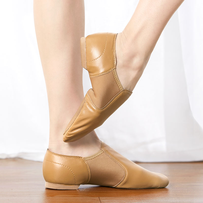 Zapatos de baile de Jazz de cuero genuino, zapatillas de Ballet, zapatillas de baile de Jazz, zapatillas de gimnasia para mujer, zapato de baile de Jazz sin cordones Unisex