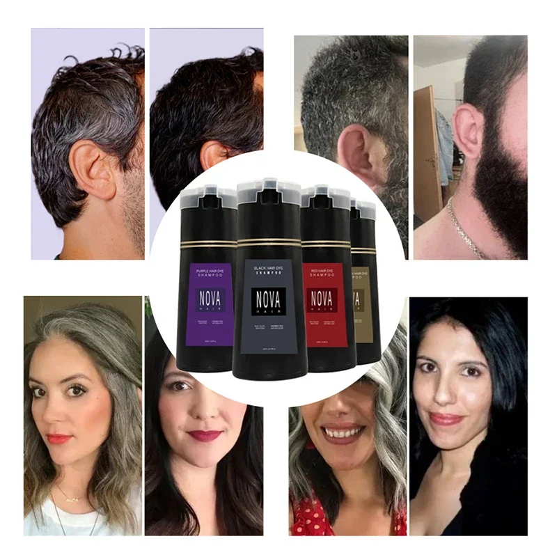 Nova Haarverven 3-in-1 Haarverzorging Shampoo Natuurlijk Snel Wit Haar Geverfd Zwart Haarverf Blijvend Gemak Mannen Vrouwen Haarverzorging