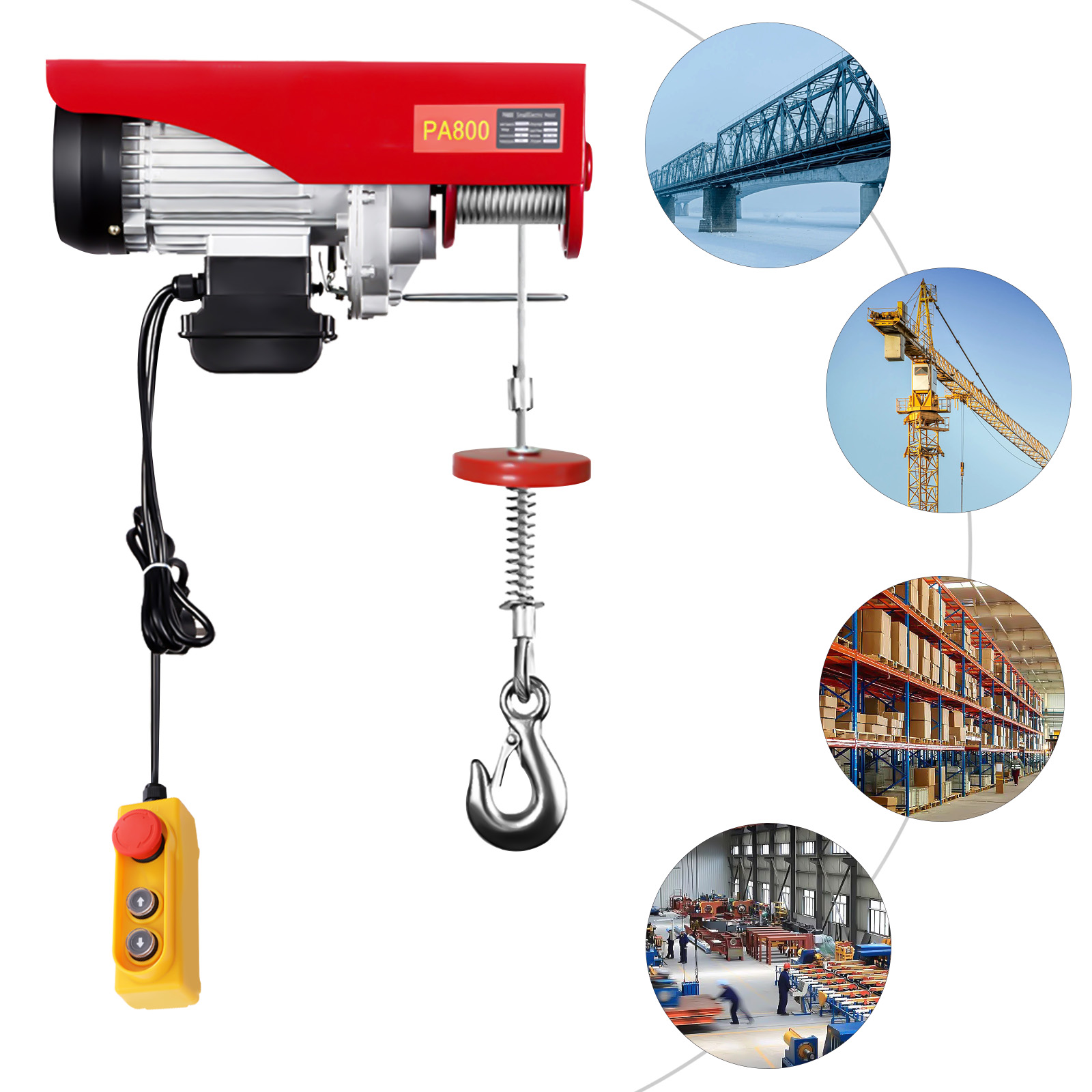 800 kg / 1000 kg elektrische Winde Gerüst Hebezeug Winde Kran Werkstatt Garage Heben