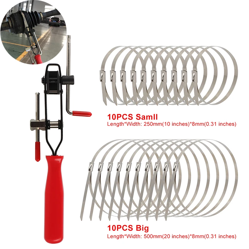 ATV Auto CV Joint Banding Boot Axle Clamp Tool With 20PCS CV Half Shaft Boot Band Buckle Clamps Repair Install Tools