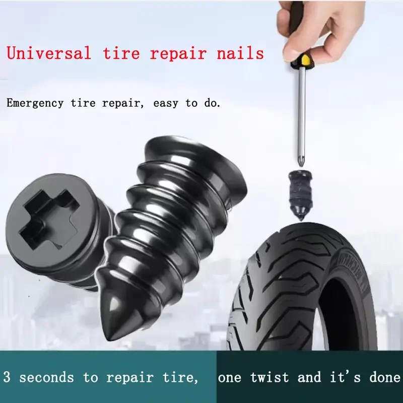 Reparação de pneus a vácuo, prego, punção de pneus, 10/30 peças, parafusos, conjunto de montagem de motocicleta, kit de punção de reparo de roda sem câmara de ar, remendos para carro