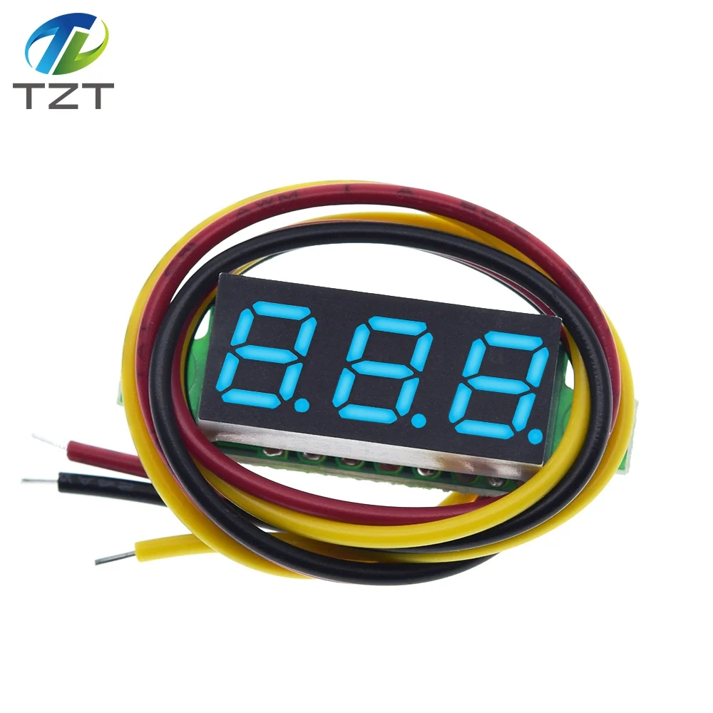 Mini voltímetro Digital de 0,28 pulgadas, 0,28 ", 2/3 cables, pantalla LED azul/rojo/verde/amarillo, medidor de voltaje de Panel LED Digital DC 0-100V