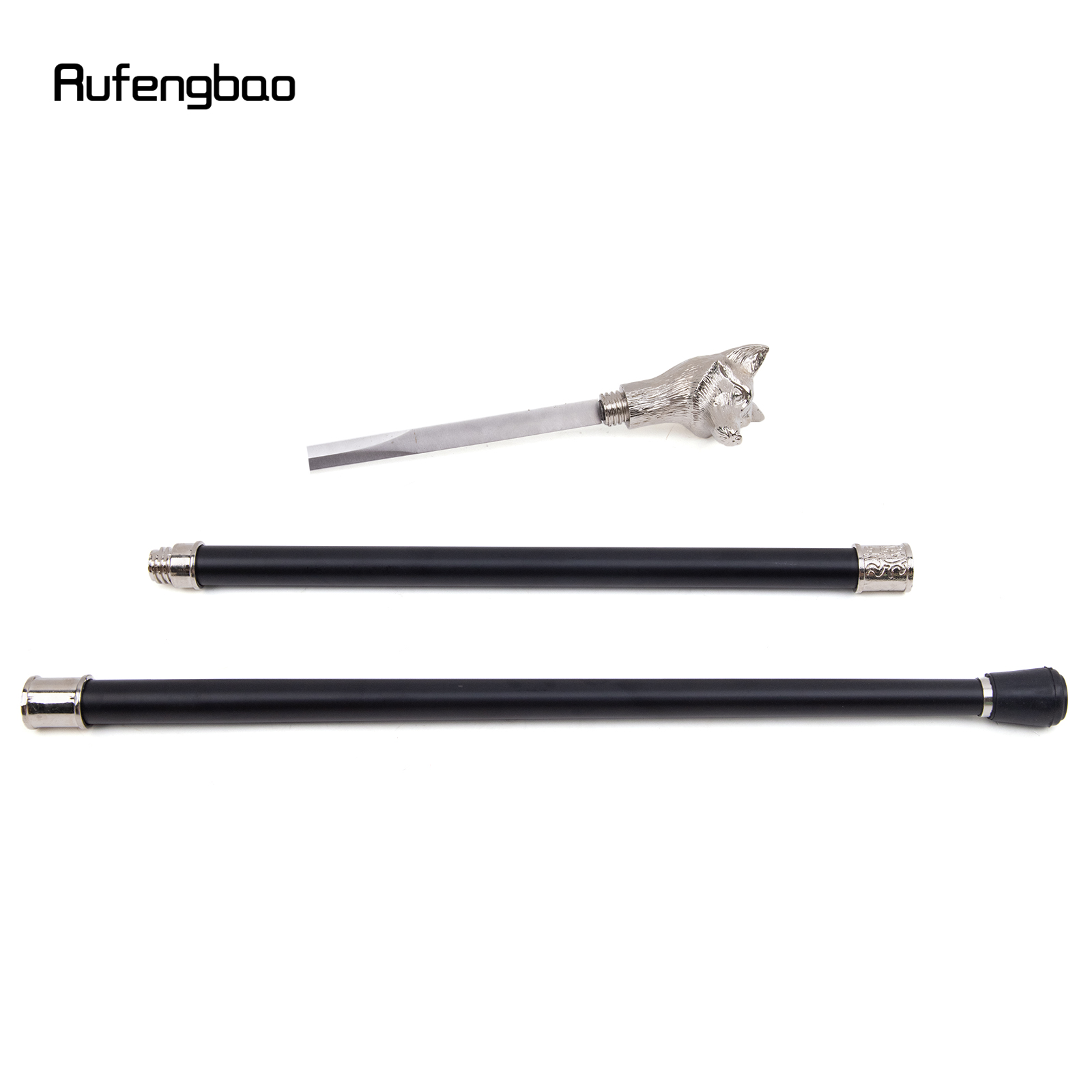 Witte Wolf Dier Wandelstok Met Verborgen Plaat Zelfverdediging Mode Cane Plaat Cosplay Crosier Stick 93Cm