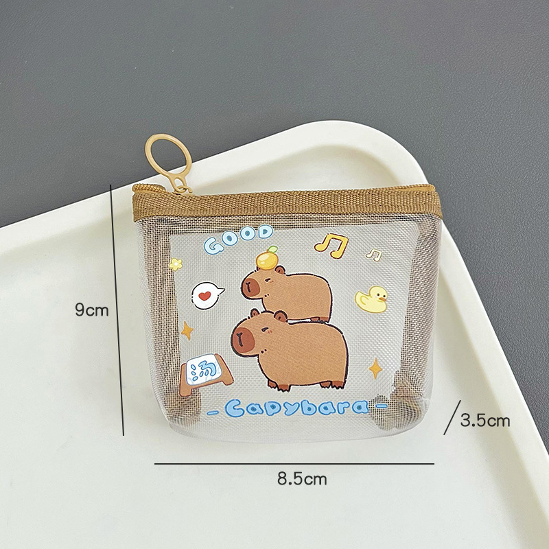 DIY kapibara ตาข่ายเปลี่ยนกระเป๋าน่ารัก capybara เปลี่ยนกระเป๋า capybara แบบพกพาปากซองจดหมายสีแดงมินิกระเป๋ากระเป๋าสตางค์
