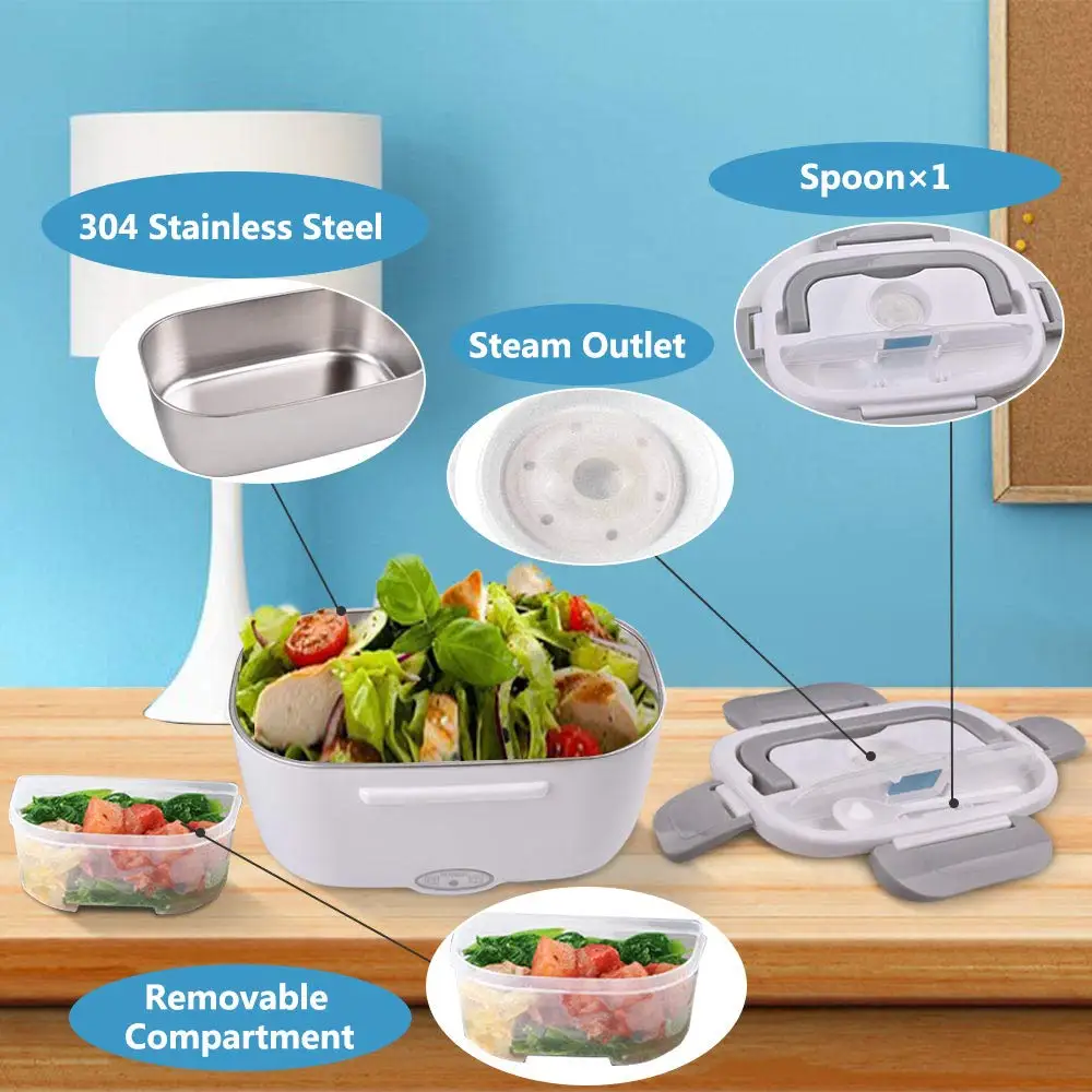Hộp Cơm Thực Phẩm Giữ Nhiệt 2 Trong 1 Di Động Giữ Ấm Thức Ăn Hộp Cơm Trưa Cho Ô Tô Và Nhà-rò Rỉ Chứng Minh, 2 Ngăn